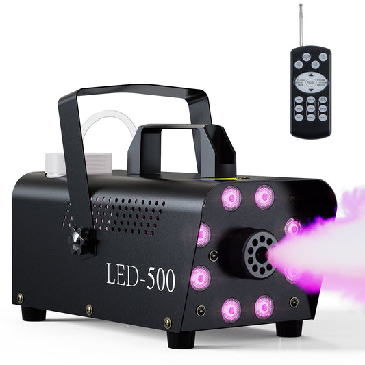 Halloween Smoke Machine, Fog Machine Indoor- 3 Stage LED Lights with 13 Colors & Strobe Effect, with Receiver and Wireless Remote Controls, 4.18 Pounds